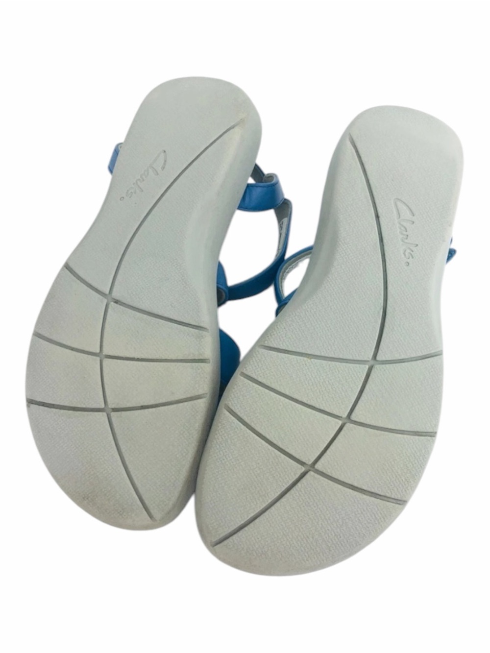 Clarks Cloud Stepper Blue 7.5 Strap Soft Cushion Sandals Shoes Strappy - Picture 4 of 4